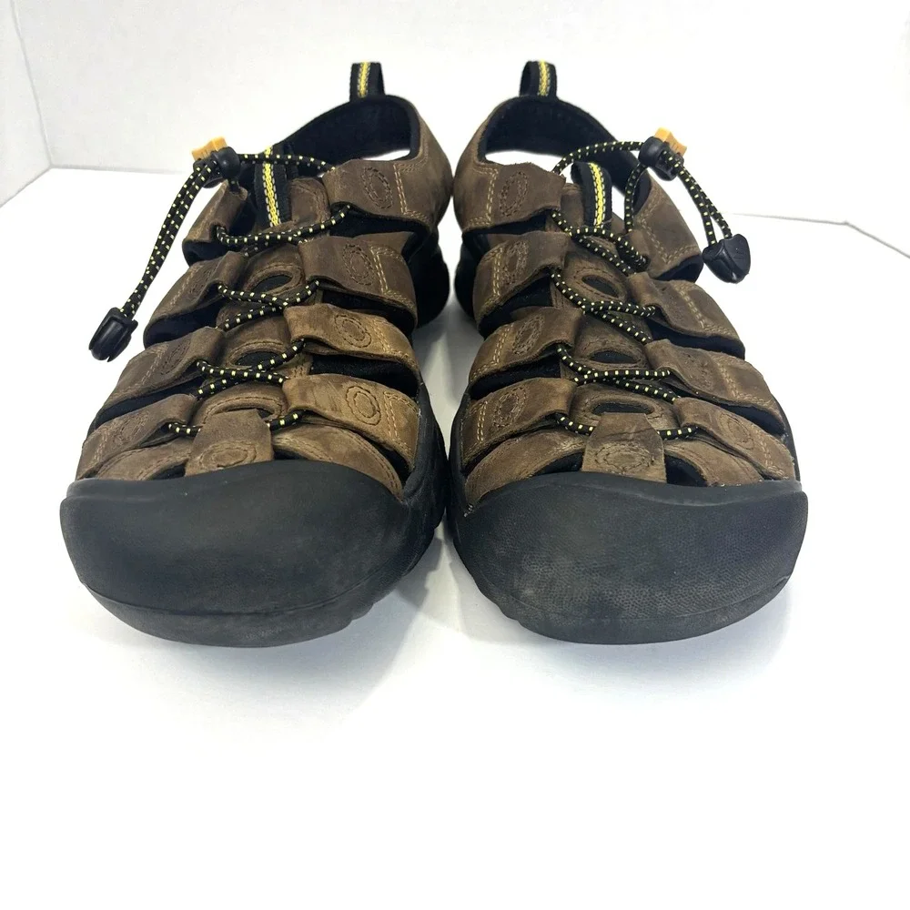 KEEN Newport Waterproof Leather Hiking Sandals Mens 9 Brown Closed Trail Shoes